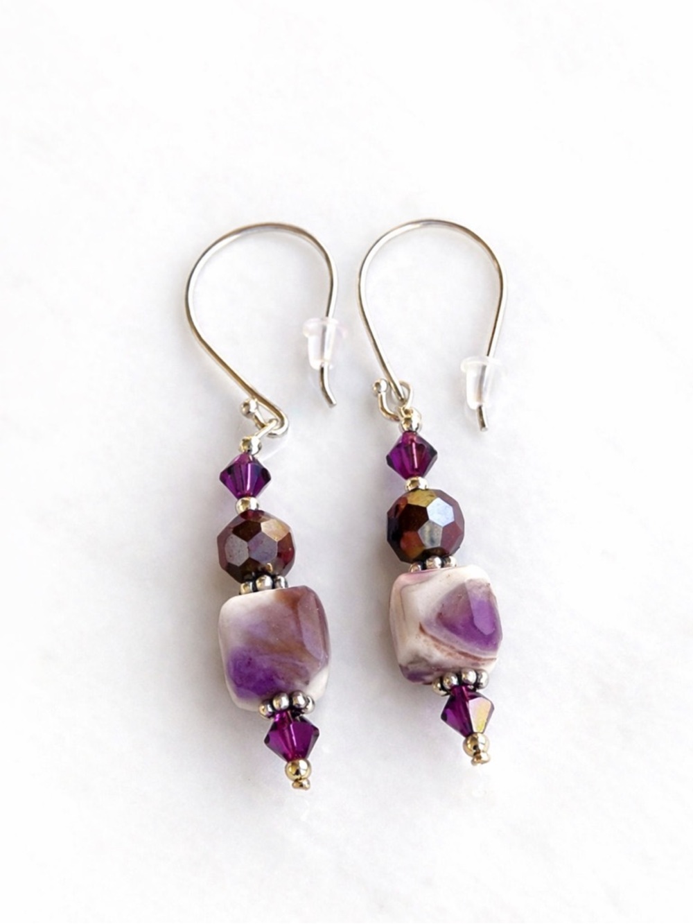 *NWOT* Handmade Swarovski Glass Amethyst Earrings